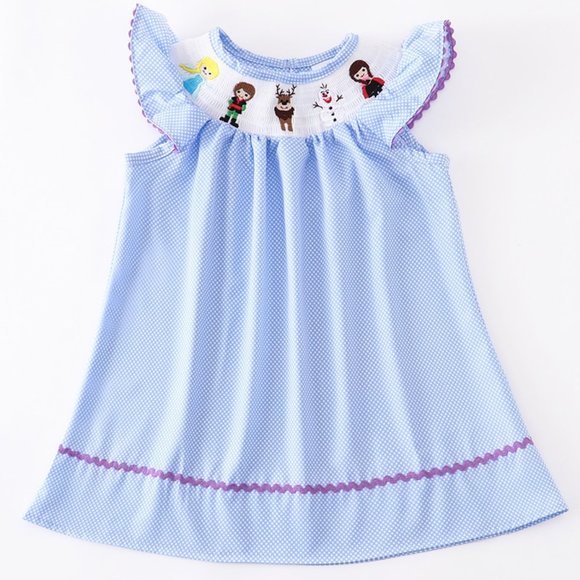 Other - Boutique Princess Elsa Ana Olaf Frozen Embroidered Smocked Dress
